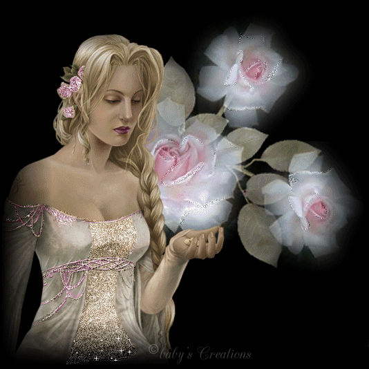 une  dame avec  ces  rose
